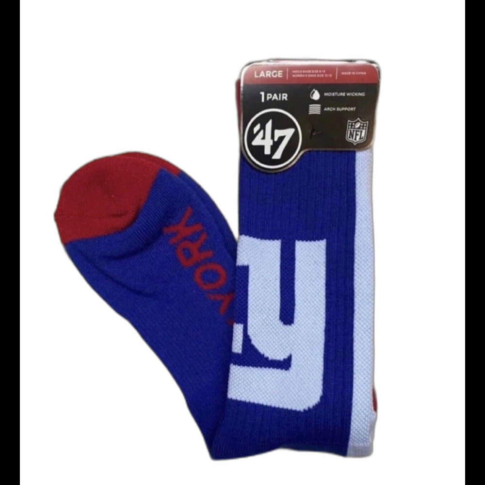 New York Giants Socks '47 Brand Duster Large Blue Men's 9-13 Women's 10-12 NWT